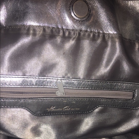 Overisized Kenneth Cole Silver Metallic Tote - Picture 5 of 8